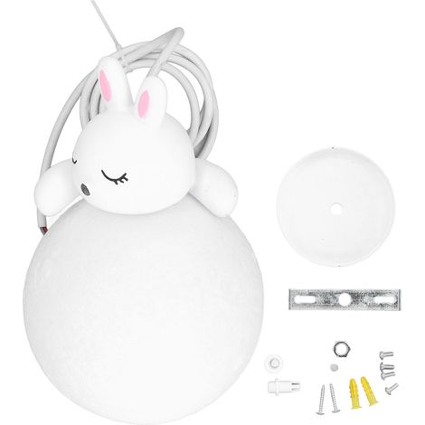 Lampe suspendue lapin rétro en résine blanche, luminaire décoratif de plafond en forme d'animal mignon pour cuisine, chambre à coucher, chevet (1/5)