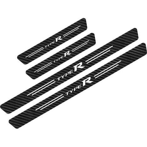 (Noir et blanc,pour TYPE R) 4 autocollants de seuil de porte pour Honda FIT,INSIGHT,JAZZ,MUGEN RR,SI,TYPE S,TYPE R,VTI - Accessoires auto - Autocollants en fibre de carbone (1/3)