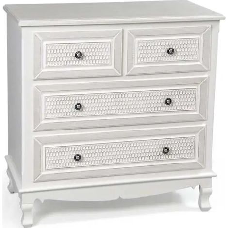 Commode élégante blanche avec 4 tiroirs 80x40x80 cm