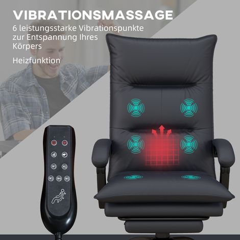 Fauteuil de travail massant et chauffant, repose-jambes intégré, capacité 120 kg, teinte anthracite (1/4)