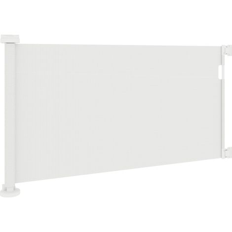 Barrière de sécurité rétractable pour chien avec interrupteur de sécurité pour portes, escaliers, couloirs, 142 x 10 x 87 cm, blanche (1/5)
