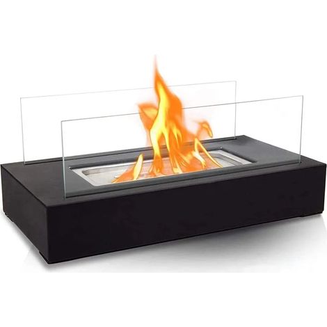 Cheminée de table ACXIN au bioéthanol, en acier inoxydable, pour salon et balcon, sûre et chaleureuse, sans fumée ni odeur, avec foyer en verre. (1/5)