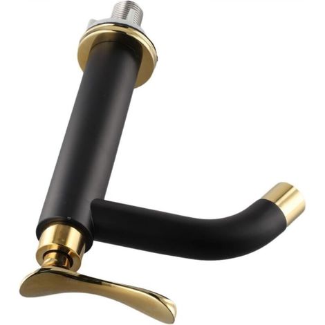 Robinet Lavabo - Acier Inoxydable 304 - Noir Et Or - Pour Eau Froide - Fixation Murale Ou Sur Plan De Travail - 1 Pièce (1/4)