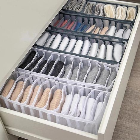 Lot de 2 boîtes de rangement pliables pour vêtements, sous-vêtements et autres articles (25 x 36 x 20 cm). Organisateur de tiroir, jeans et autres vêtements. (1/5)