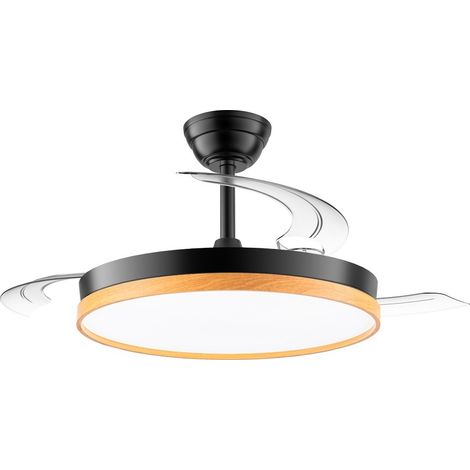 Ventilatore a soffitto Paneco nero con pale retrattili e luce LED CCT dimmerizzabile 48W (1/5)