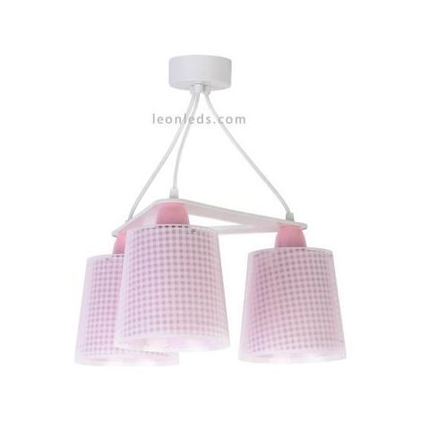 Dalber Lámpara de techo 3 luces rosa Vichy (1/4)