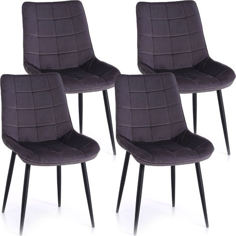 Set 4 Sedie 49x52x85 cm in Similpelle Grigio Scuro (1/4)