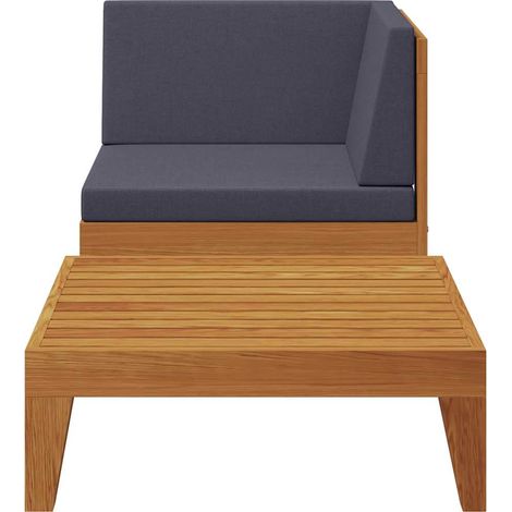 Salon de jardin 2 pcs Contemporain, Ensemble repas de jardin, avec coussins Bois d'acacia solide OIB6558E (1/5)
