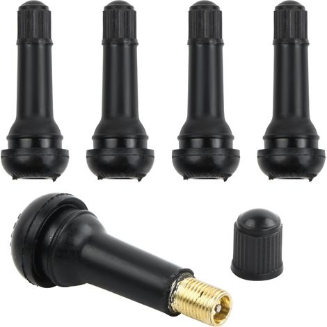 TR414 Valves de Pneu, Valve Pneu Voiture, Valve de Pneu Universelle Noire, Valves de Jante de Pneu avec Tige Intérieure en Aluminium épais, Valves en Caoutchouc Snap-in (5 Pièces) (1/5)