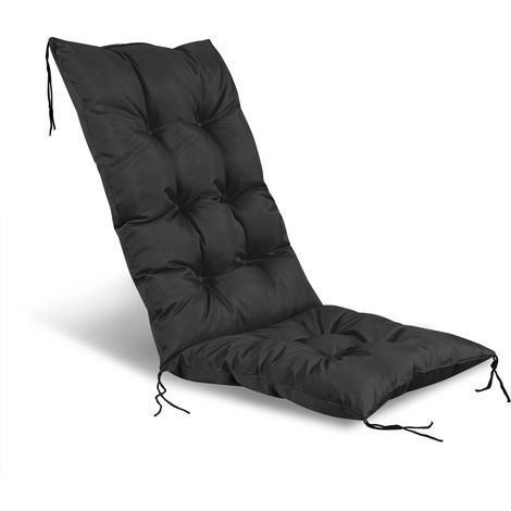 Cojín de jardín de 50x50x80 cm para silla, impermeable, negro.