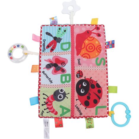 Couverture de sécurité multifonctionnelle Baby Tags pour bébés, avec un anneau de dentition en forme d'étoile de mer et un tissu anti-insectes (dessous : bleu marine). (1/5)