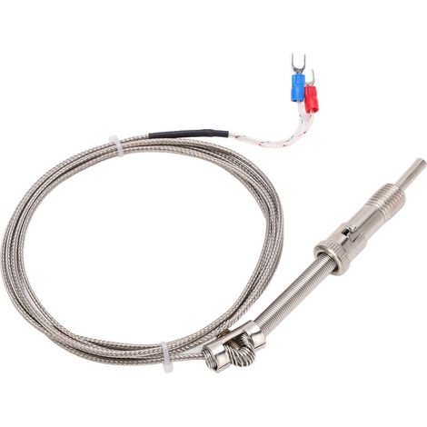 Sonde thermocouple type K à ressort de compression, fil blindé pour usage industriel, longueur 2 mètres (1/5)