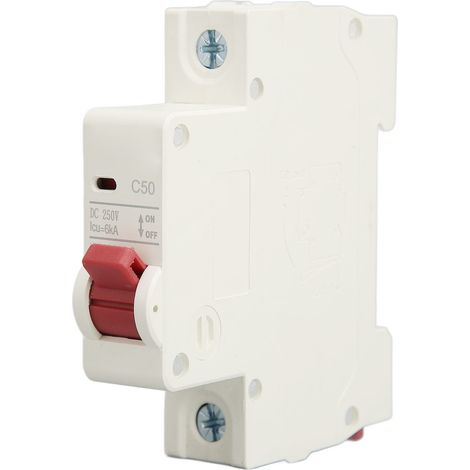Einpoliger Leitungsschutzschalter 50A 250V, Abschaltvermögen 6kA, Überlastschutz, Miniatur-Sicherheitsschalter, 1P modularer Leitungsschutzschalter für Schalttafeln. (1/5)