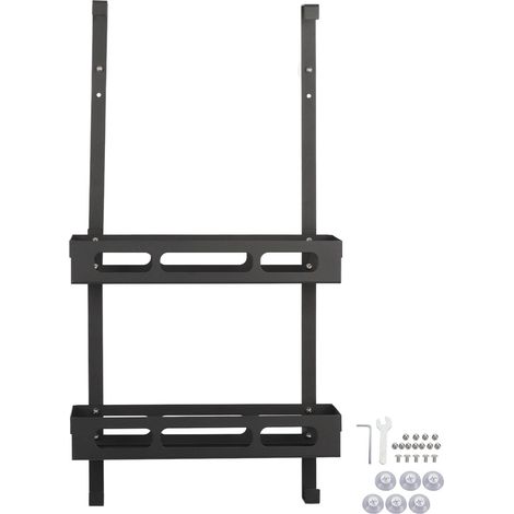 Étagère de douche murale double couche en métal, grand espace de rangement, avec ventouses, pour salle de bain et toilettes. (1/5)