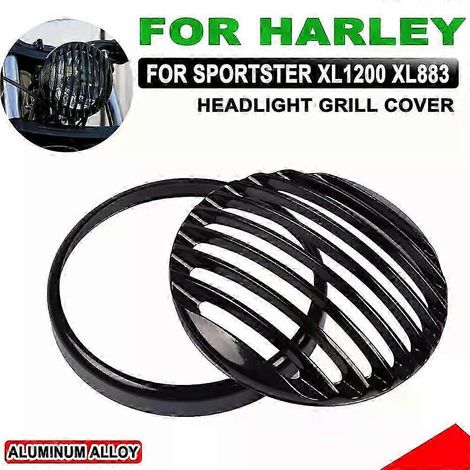 Motorrad-Scheinwerfergrillabdeckung/Kühlergrillschutz passend für Harley Davidson Sportster XL 883 XL883 Iron XL 1200 XL1200 Custom XL1200C 1200 (Schwarz) (1/4)