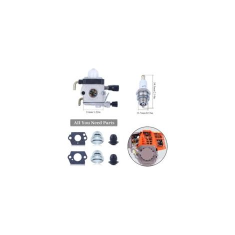 Compatible avec les débroussailleuses Stihl FS55, FS38, FS55R, FS55RC, HL45, KM55, FS80, FR85, FH75, FS45, FS46, FS74, FS75, HL75, HS70, C1Q-S63 et C1Q-S69. Comprend : rondelle, bougie d'allumage, fil