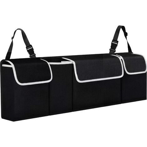 Organiseur de siège de coffre de voiture avec sangles réglables – Accessoires de rangement – Protections de dossier de siège, rangement intérieur de voyage moyen et grand, filet pliable pour (1/5)