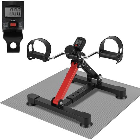 Jiubiaz Pedaliera da appartamento - resistenza regolabile - schermo LCD - altezza e larghezza regolabili - allenamento braccia e gambe - acciaio nero (1/5)