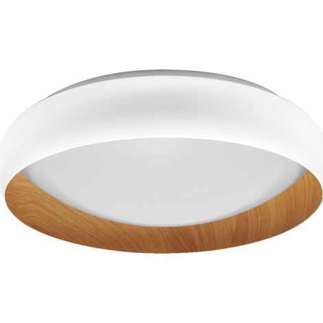 LEDVANCE ORBIS Livia con anello in metallo, decoro bianco/legno, 24W, 1200lm, 3000K, 430mm, 830 bianco caldo amichevole, dimmerabile in 3 livelli con un clic, IP20, viti/tasselli inclusi (1/3)