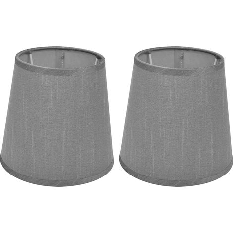 Lot de 2 abat-jour d'intérieur style européen en tissu pour lustre E14, lampe de table ou lampadaire, PX150 gris argenté (1/5)