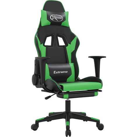 Maison Exclusive - Sedia da Gaming con Poggiapiedi Nero e Verde in Similpelle (1/5)