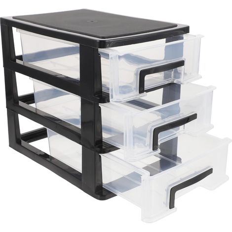 Rangement à 3 tiroirs, cadre noir, tiroirs transparents, étagère de rangement multifonction pour meubles (1/5)