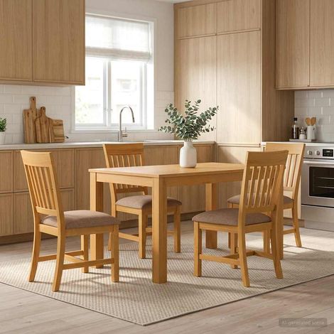 vidaXL Ensemble de salle à manger 5 pc Gris Bois de chêne massif (1/5)