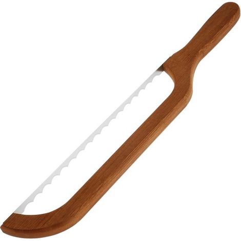 Couteau à pain - 4061.5 cm - Couteau à pain - RVS - Met poignée en bois et bord dentelé - Couteau de cuisine professionnel - Ustensile de boulangerie - Idéal pour le pain et les bagels - Durable - Bru (1/5)