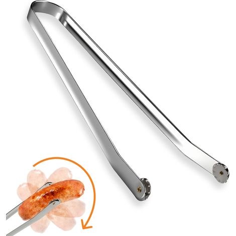 Pince Barbecue Inox à Roulette,36cm,Manche Résistante pour Retourner Viandes,Saucisses,Bacon et Légumes lors des Grillades en Extérieur,Pince à Saucisse à Roulettes en Acier Inoxydable (1/3)
