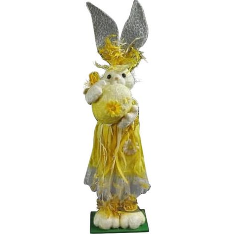 Coniglietto giallo in sisal con uovo - Decorazione natalizia di medie dimensioni (1/2)