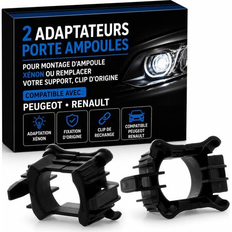 2 Adaptateurs Porte Ampoules PEUGEOT RENAULT pour montage d'ampoule xénon ou remplacer votre support, clip d'origine (1/3)