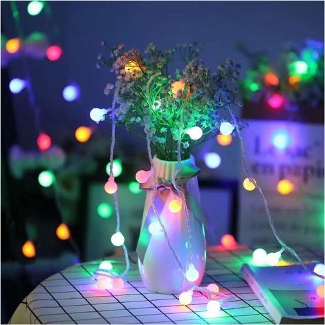 Guirlande lumineuse d'extérieur, 100 LED, 8 modes, idéale pour la chambre, l'intérieur, le jardin, Noël et les mariages (télécommande USB 10 m et modèle coloré) [Classe A] (1/5)