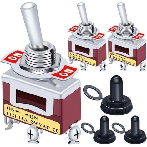Interrupteur À Levier SPST - 2 Positions ON/ON - Métal - 20 A 125 V / 15 A 250 V - 3 Pièces (1/4)