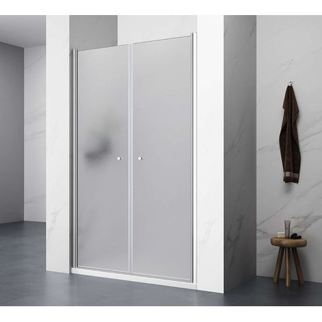 Aqualine Cabinas de ducha - Puerta de ducha Pilot, dos partes 90 cm, aluminio brillante/vidrio Brick PT092
