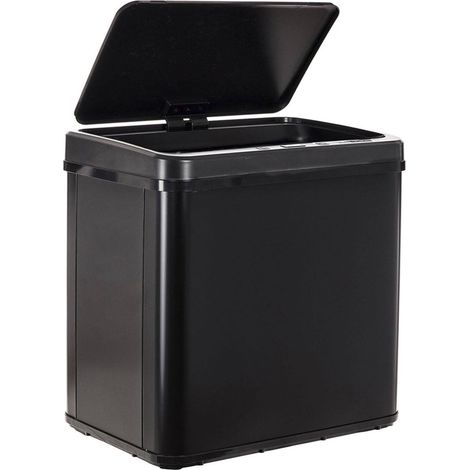 WELLHOME Poubelle intelligente SANS pieds avec ouverture automatique et contact manuel 30L, en noir (1/3)