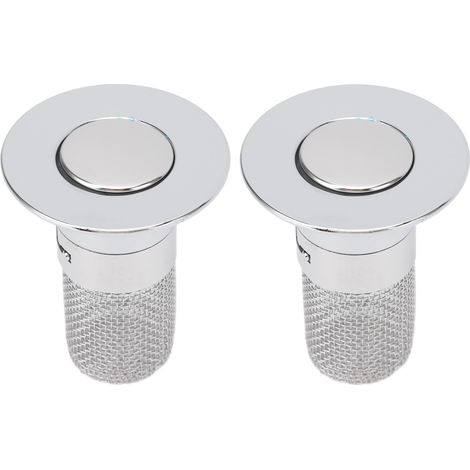 Lot de 2 bouchons de baignoire en acier inoxydable avec joint en caoutchouc pour canalisations de 34 à 40 mm (1/5)