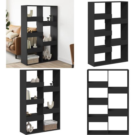 Separador de ambientes madera ingeniería negro 100x33x155,5 cm - Estantería de madera - Estantería de oficina