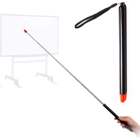 Pointeur télescopique pour enseignants, bâton de pointage pédagogique pour salle de classe, pointeur rétractable en métal, longueur extensible jusqu'à 120 cm, pointeur portatif pour tableau blanc (noi (1/5)