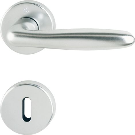 Hoppe Drückergarnitur Verona Türklinke mit Rosette BB mit Schnellstift, TS 37-47, Aluminium silber eloxiert