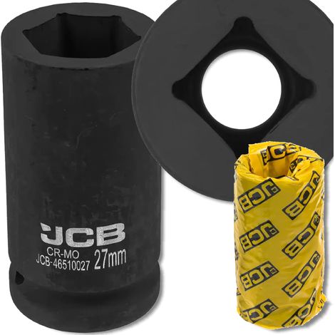 Bussola a impatto profonda JCB da 3/4" in acciaio Cr-Mo a 6 punte, 27 mm