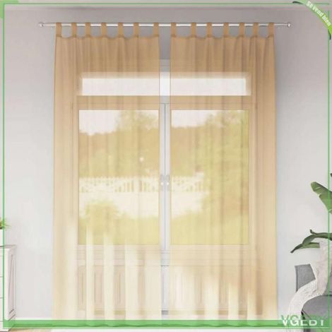 4102310 Rideaux en voile avec boucles 2 pcs sable 140x260 cm (1/5)