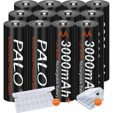 Batteries Rechargeables, Ni-MH, Puissance Durable, 12pcs batterie, 1.2V-c (1/2)