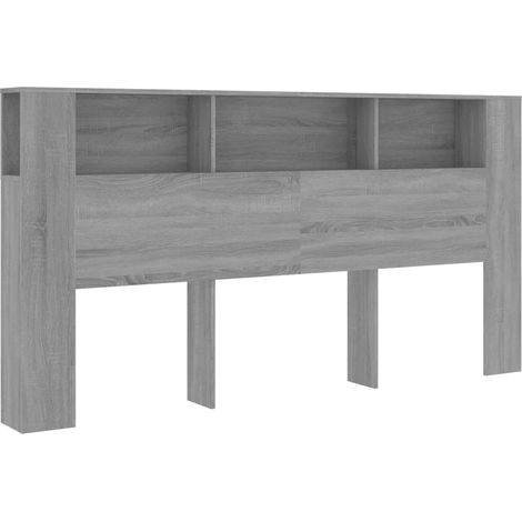 Testiera con contenitore accessorio letto comodino ripiano 200 x 18,5 x 104,5 cm MDF grigio TDL0200004