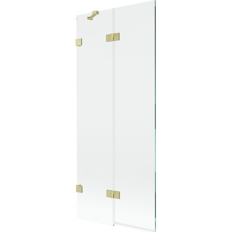 Paroi de baignoire à 2 volets gauche Mexen Lunar 80 x 150 cm, transparent, or brossé - 897-080-100-55-00-L (1/5)