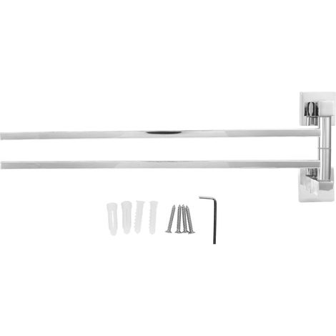 Support mural en acier inoxydable rotatif à 180° pour serviettes et peignoirs de salle de bain, 2 barres. (1/5)