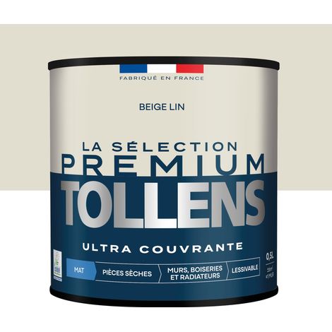 Tollens - Peinture intérieure couleurs - La Sélection Premium Mat - Ultra Couvrante - Beige Lin 0,5 L - 6m²