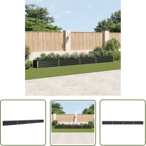 The Living Store Garten-Hochbeet Verzinkter Stahl 600x80x45 cm Anthrazit - Hochbeet - Gartenhochbeet - Stahlteil - Anthrazit - Pflanzenbehälter (1/5)