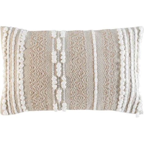 Coussin Déco "Blanca" 30x50cm Naturel & Blanc (1/4)