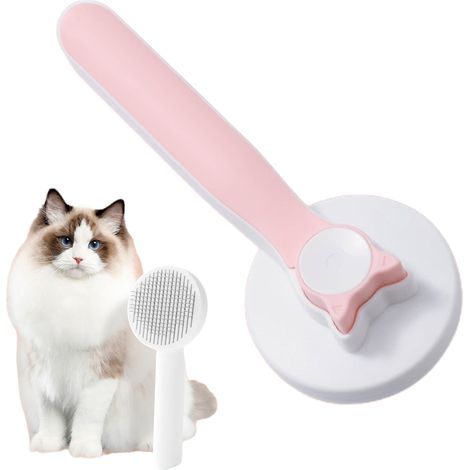 Katzenbürste mit Auslöseknopf, Bürste für lang- und kurzhaarige Katzen, Katzenpflegebürste