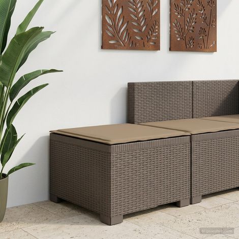 Canapé de jardin 1 place look rotin PP gris clair fauteuil extérieur avec coussin - PANGIVO (1/5)
